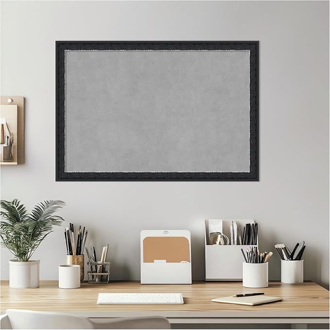 Amanti Art Black Framed Magnetic Board 18x26 Medium Vision Board for use with Magnets, 100% Metal Sheet to Display Items as Office Decor or for Home Organization in mudroom, Kitchen or Kids Room