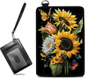 BWEGRHE Small Travel Wallets, Sunflowers Butterfly Slim Minimalist Front Pocket Wallet with Wristlet, RFID Blocking PU Leather Credit Card Holder with ID Window Change Purse for Men Women