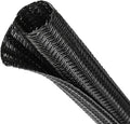 Split Wire Loom Tubing, Cable Protector Sleeve, Braided Cable Management for TV/Computer/Home Theater/Engine Bay, Cord Protectors from Pets No Chew (Black, 1.26"-25ft)