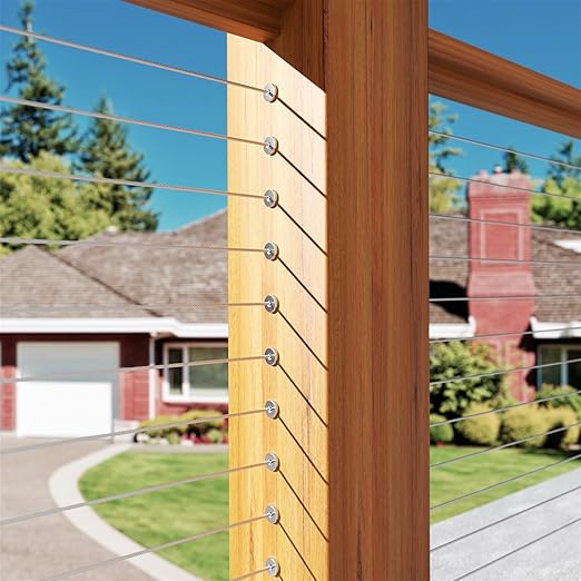 BLIKA 20 Pack Stainless Steel Protector Sleeves for 1/8" 5/32" or 3/16" Deck Cable Railing, for Wood/Composite Posts, T316 Marine Grade