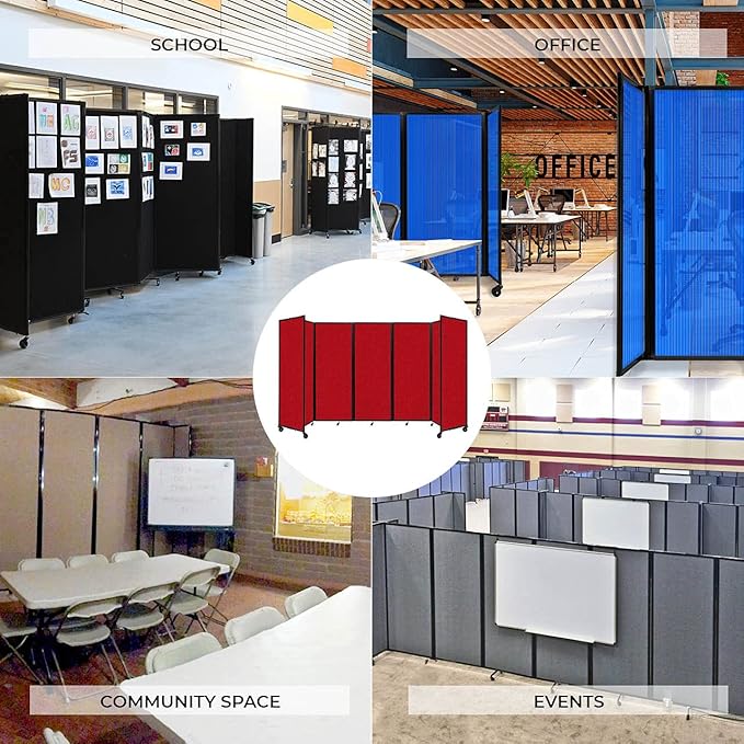 Versare Room Divider 360 Portable Wall Partition | Folding Panels | Large Freestanding Divider | Locking Wheels | Temporary Room Separator | 14' x 7'6'', Mocha