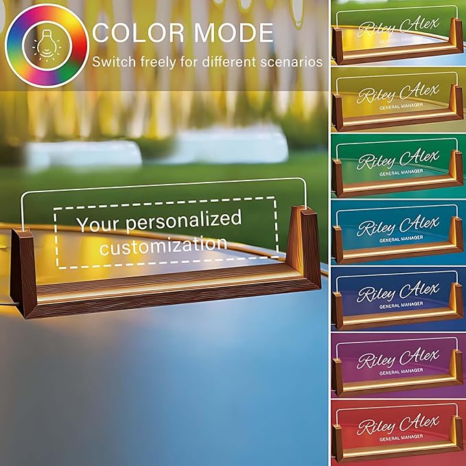 Custom Name Plate for Desk, Personalized Light Up Acrylic Desk Name Plate, Personalized Office Gifts for Women Men, Contemporary Desk Decor