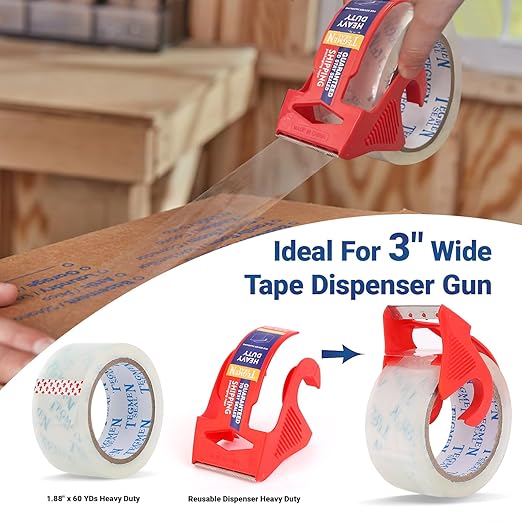 TegmenSeal Heavy Duty Clear Packing Tape with Dispenser Combo for Shipping, Moving & Storage,Thicker Clear Packing Tape, 1.88 inches Wide, 60 Yards Per Roll, 36 Pack 2160 Total Yards