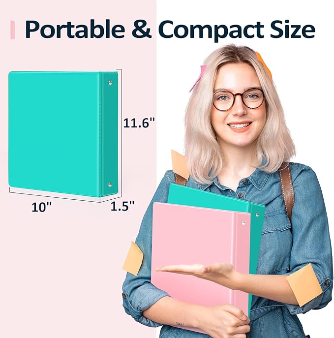 BinderX Extra Durable 3 Ring Binder, Round Rings 1 Inch Binder, Fits 175 Sheets of 8.5x11 Paper, Customizable View Cover with Inside Pockets, Cute 1" Binders, 1 Inch Binders 3 Ring, Olive Green