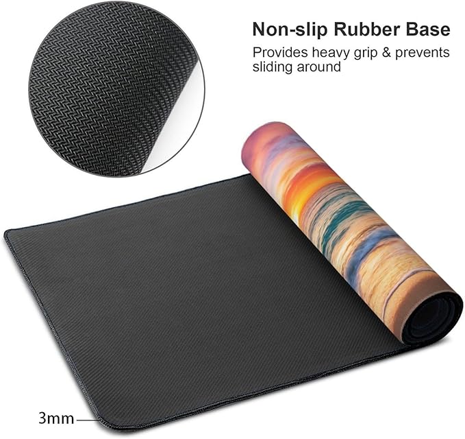 Gaming Mouse Pad,Large Mouse Pads for Desk,Non-Slip Rubber Base Extended Mousepad,XXL Keyboard Mouse Mat,Stitched Edges Computer Keyboard Desk Pad,35.4x15.8inch,Sunset Beach