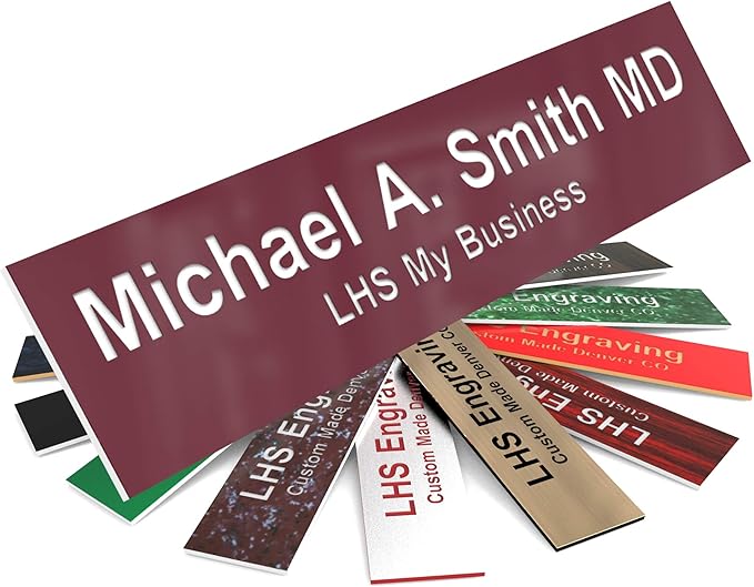 Engraved Custom Door Plate Burgundy Plastic Office Door Sign with White Letters - Made in USA 2x8 B26