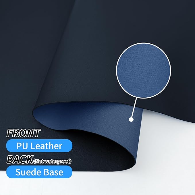 Bloss Dark Blue Desk Mat, Desk Matt for Desktop, Waterproof Large Leather Keyboard Mat, Computer Mat for Office/Home/Decor(31.5 x 15.7 Inches)