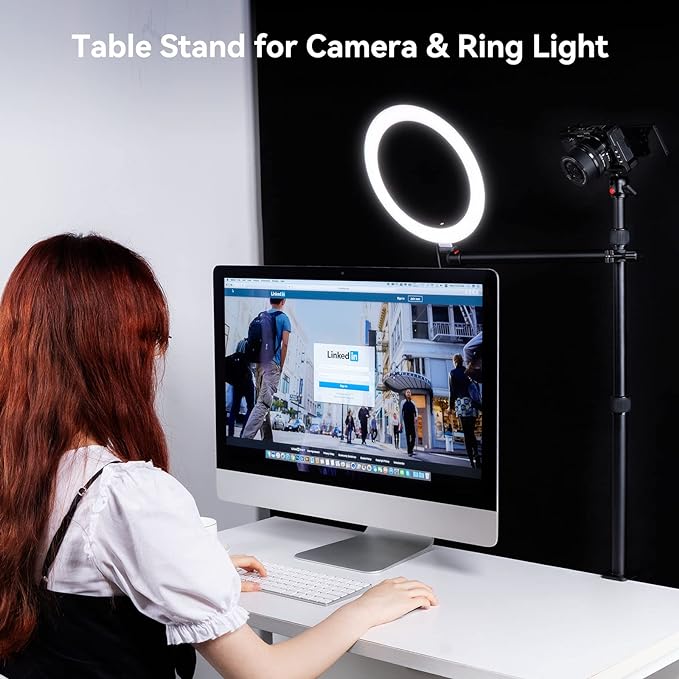 SMALLRIG Camera Desk Mount Table Stand with Magic Arm and 1/4" Ball Head, 13"-35.4" Adjustable Light Stand, Tabletop C Clamp for DSLR Camera, Ring Light, Live Streaming, Photo Video Shooting - 3992