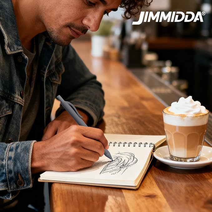 JIMMIDDA Ballpoint Pens Bulk - 107 Pcs Black Ink Pens in Bulk | 1.0 Medium Point Smooth Writing, Wholesale Retractable No Bleed Ball Point Pen for Men Women (Gray Barrel)
