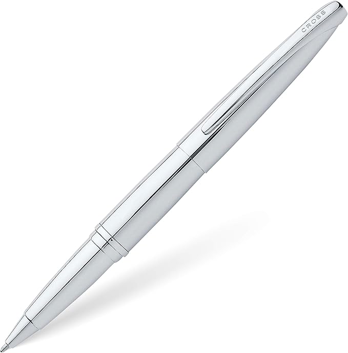 Cross ATX Refillable Rollerball Pen Presented in a Luxury Gift Box - Medium Point, Black Ink, Pure Chrome
