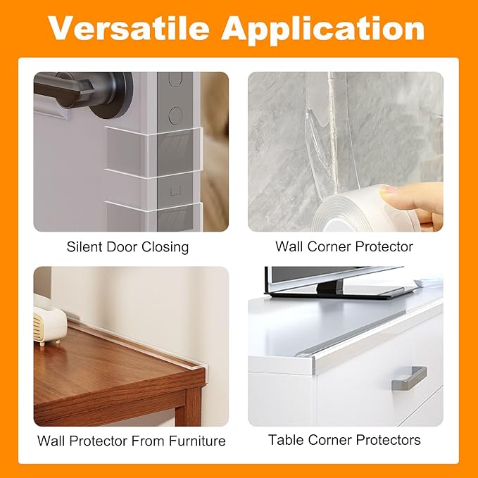 Corner Protectors Baby Proofing,2 in x 6.6ft Clear Edge Protector Strip,Furniture Corner Guards,Cabinets,Tables and Window Sill Sharp Corner Safety Bumpers