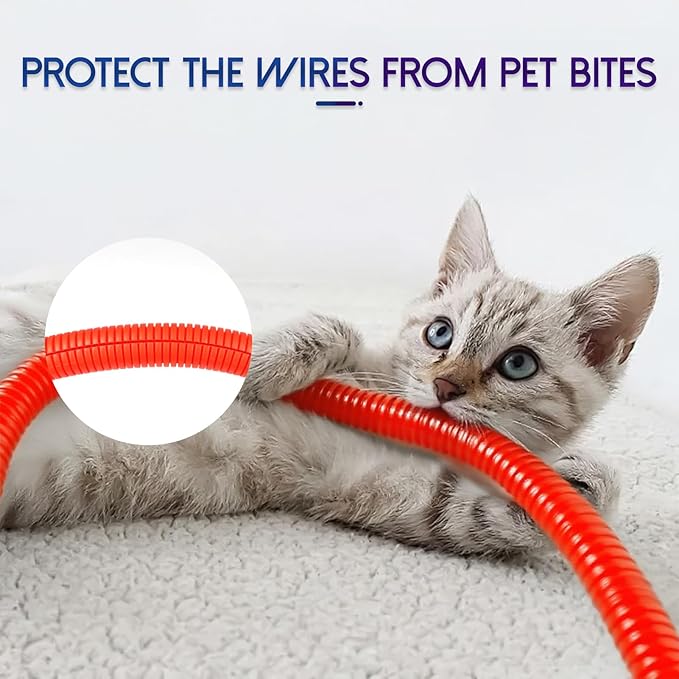 Split Wire Loom Tubing, 10,25ft Cord Protectors from Pets No Chew, Flexible Wire Covers Cord Protectors, Protective Split Cable Sleeve for Automotive Home Industrial Wires(Red, 0.51inch-25ft)