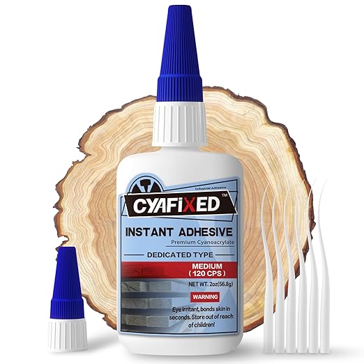 CYAFIXED Professional Grade Cyanoacrylate Super Glue, Medium Viscosity CA Glue for Woodworking, 2 oz. (56.8 Grams) - Instant Adhesive for Woodturning, Pen Turning, Hobby Models & Most Wood Bonding