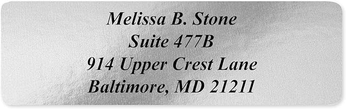 Silver Foil Personalized Return Address Labels Without Dispenser - Roll of 500 Custom Stickers
