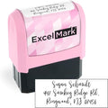 ExcelMark Address Stamp - Custom Return Address Stamp with Elegant Designs, Vibrant Colors & Patterns – Perfect for Mail, Invitations & Gifts (Pink Mount, Custom)
