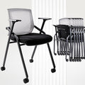 BLANEDUO Conference Room Chairs, Folding Office Desk Chair with Lumbar Support and Sliding Armrest, Stackable Office Guest Chairs & Reception Chairs(8 Pack)