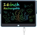 Rechargeable LCD Writing Tablet for Kids, 16 Inch Colorful Drawing Tablet, Educational Toddler Drawing Pad, Reusable Learning Toys for Kids (Ages 3-12), Ideal Gift for Christmas Birthday (Blue)