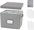 Greeting Card Organizer Box with 16 Dividers,Collapsible Greeting Card Storage Box with Handles Hold 150+ Cards,Greeting Card Holder for Greeting Cards,Sticker, Recipes, Photo, Envelope (Gray, 1 pcs)
