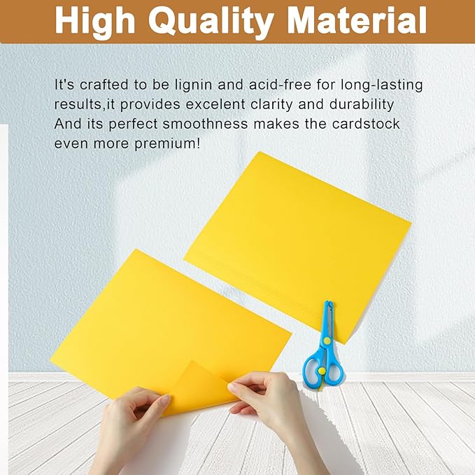 Silunkia 100 Sheets Yellow Cardstock 8.5 x 11 Scrapbooking Paper, 200gsm/75lb Heavyweight Paper Card Stock for DIY Card Making, School Crafting, Wedding Invitations, Party Decoration, Certificates