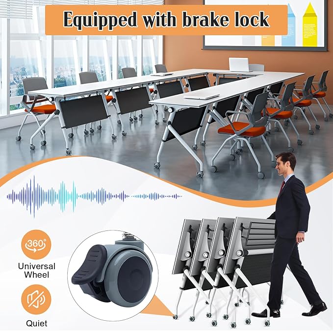Conference Table,55.1''Folding Conference Room Table for 4-12 People,Mobile Flip Top MeetingTraining Table with Different Coulor and Styles for Offices, Classrooms,Meeting Room (2, 47.2''C)