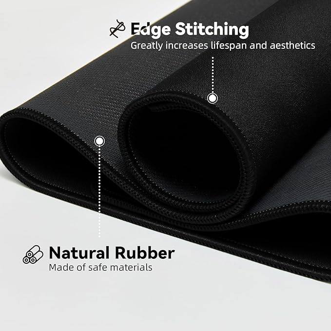 Reniteco Waterproof Large Gaming Mouse Pad with Durable Stitched Edges, Non-Slip Rubber Base, Grainy Jacquard Mouse Mat Desk Pad for Home Office Gaming, 31.5''x11.8''x0.12'', Matte Black