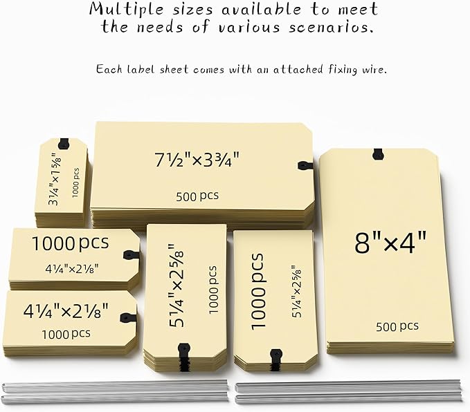 INNOVART Shipping Tags - Double Wired 4 1/4" x 2 1/8", Manila Wire Tags with Reinforced Eyelet, Case of 1000