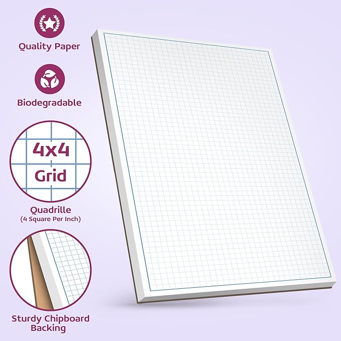 Graph Paper Pad for Blueprint Drawings, Drafting, Engineering Drawing, and Planning - Graph Paper 11x17 Blueprint Quadrille Grid Paper Pads with Blue Lines, High Brightness 50 Sheets (1-Pack)