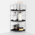 JANUS LiANG 3-Tier Corner Bathroom Organizer Countertop for Storage，Counter Tray and Vanity Organizer，Plastic Counter Organizer for Kithchen, Bathroom, Dresser 10.6 inches (Chrome + Black)