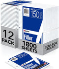 Kaisa Filler Paper Notebook Paper College Ruled 8"x10.5" Loose Leaf Paper for 3-Ring Binders 150 Sheet/pack,12pack (Total 1800 Sheets)