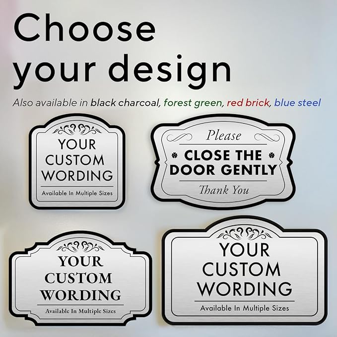Custom Decorative Outdoor Metal Sign, Personalized Aluminum Driveway Sign, Waterproof, Made In USA, Design 3 Metallic Silver 8x8 In