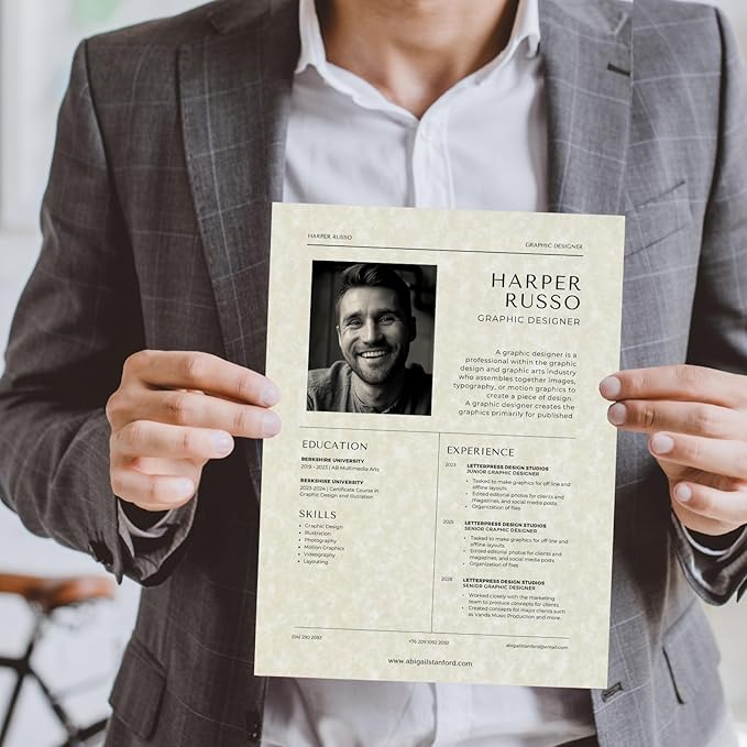 50 Sheets Parchment Resume Paper - 8.5 x11" Double-Sided Certificate Paper - 100 GSM Textured Stationary for Menus,Invitations,Resumes,Diplomas - Printing & Writing Friendly (Ivory)