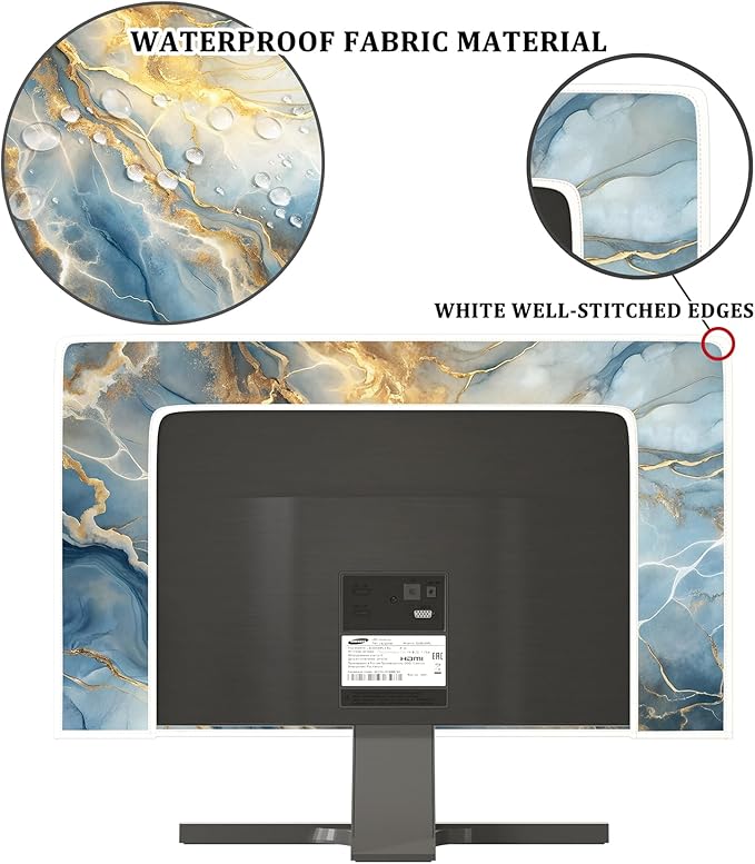Baocicco Gold Blue Waterproof Screen TV Cover 80 Inch Modern Full Body Covers for Television Screen Panel Case TV Sleeve Compatible with Television LCD LED PC, Desktop and Home TV