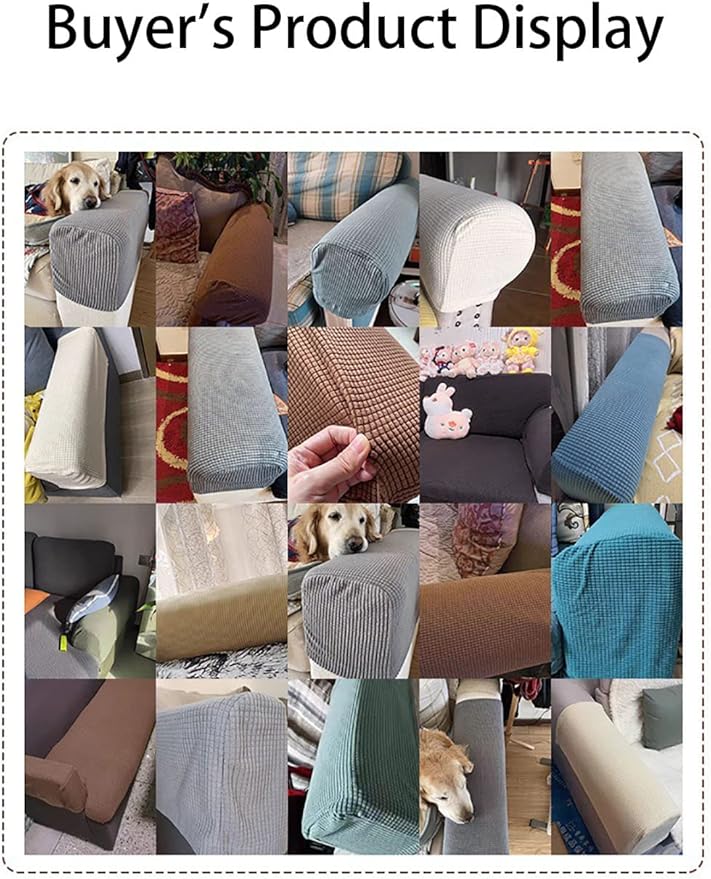 Chaexii Premium Polyester Sofa Arm Cover, Scratch Resistant Protector Covers, Washable, Elastic Armrest Covers for Square/Curved/Sloping Couch Armrests, 2Pcs (White)