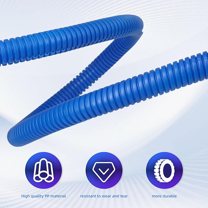 Split Wire Loom Tubing, 10,25ft Cord Protectors from Pets No Chew, Flexible Wire Covers Cord Protectors, Protective Split Cable Sleeve for Automotive Home Industrial Wires(Blue, 0.98inch-10ft)