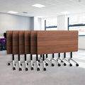 Goakwwuz Conference Room Table, Folding Conference Tables,Thicken Grey Tabletop,Flip Top Wooden Seminar Meeting Room Table for Conference Room Offices (6, Walnut, 61.0“)