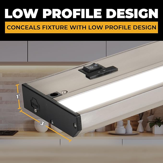 LED Under Cabinet Lighting Hardwired - 3CCT 40 Inch Satin Finish - Undercabinet Lights for Kitchen - Linkable Undercounter Dimmable Plug in Light or Hard Wired - Under Counter Fixture Direct Wire