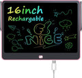 Rechargeable LCD Writing Tablet for Kids, 16 Inch Colorful Drawing Tablet, Educational Toddler Drawing Pad, Reusable Learning Toys for Kids (Ages 3-12), Ideal Gift for Christmas Birthday (Pink)