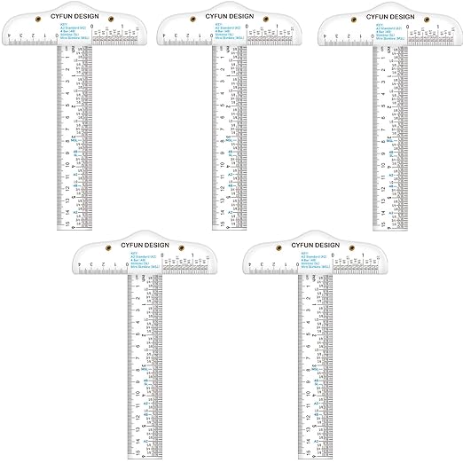 6 Inches Acrylic Clear T-Square Ruler,5 Pack,T Square Ruler,Transparent,T Ruler,for Crafting Drafting and General Layout Work Art Framing & Drafting Scrapbooking Crafting Arts Crafts Supplies Tools