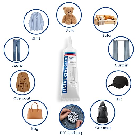 KFFNHH Fabric Glue,Liquid Stitch Fabric Glue, Mighty mend it Permanent Washable for Clothing, Rhinestones, Patches, Clothes, Denim, Leather, Polyester, Textile, Doll Repair 60ml