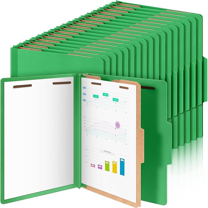 Skyygemm 72 Pcs Classification Folders Letter Size, 1 Divider Pressboard File Folder with Fasteners, Expanding File Organizer Bulk for School Teachers, Office Employee, Coworker, Staff (Green)