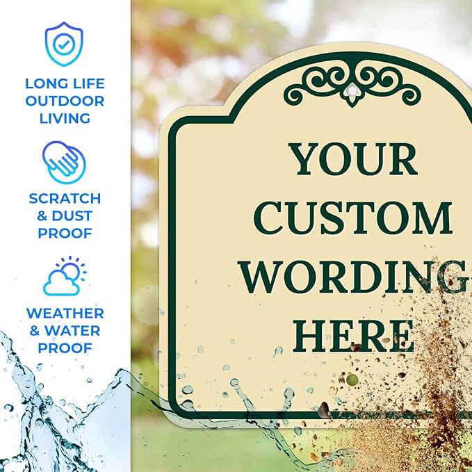 Custom Decorative Sign, Personalized Metal Sign for Business, Driveway, Home, Airbnb, Office Door Plaque, Ivory Sign, 24x24 Inches, ACM, Fade Resistant, Made in USA by Sigo Signs