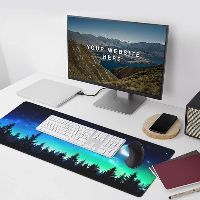 Gaming Mouse Pad,Large Mouse Pads for Desk,Non-Slip Rubber Base Extended Mousepad,XXL Keyboard Mouse Mat,Stitched Edges Computer Keyboard Desk Pad,35.4x15.8inch,Forest Moonlight