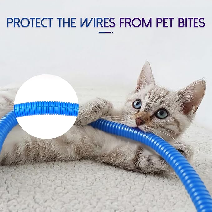 Split Wire Loom Tubing, 10,25ft Cord Protectors from Pets No Chew, Flexible Wire Covers Cord Protectors, Protective Split Cable Sleeve for Automotive Home Industrial Wires(Blue, 0.73inch-25ft)
