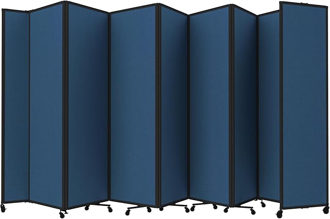 Versare Room Divider 360 Portable Wall Partition | Folding Panels | Large Freestanding Divider | Locking Wheels | Temporary Room Separator