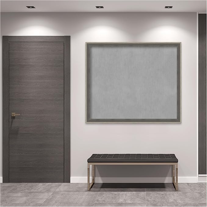 Amanti Art Grey Framed Magnetic Board 45x53 Oversize Vision Board for use with Magnets, 100% Metal Sheet to Display Items as Office Decor or for Home Organization in mudroom, Kitchen or Kids Room