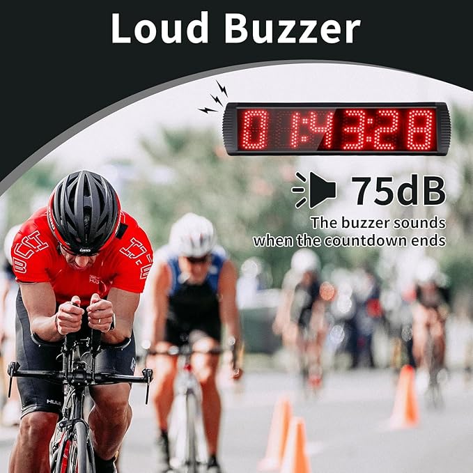 Portable 5 inch High 6 Digits LED Race Clock with for Running Events, Countdown/up Digital Race Timer, 12/24-Hour Clock,LED Stopwatch by Remote Control