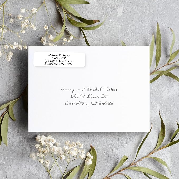White Personalized Return Address Labels Without Dispenser - Roll of 250 Custom Stickers