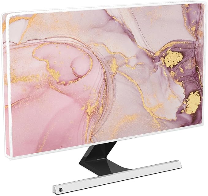 Baocicco Pink Gold Marble Waterproof Screen TV Cover 58, 59, 60 Inch Decorative Modern Television Cover for Home TV Screen Texture Dust Proof Monitor Covers for Television Screen LED LCD OLED TVs
