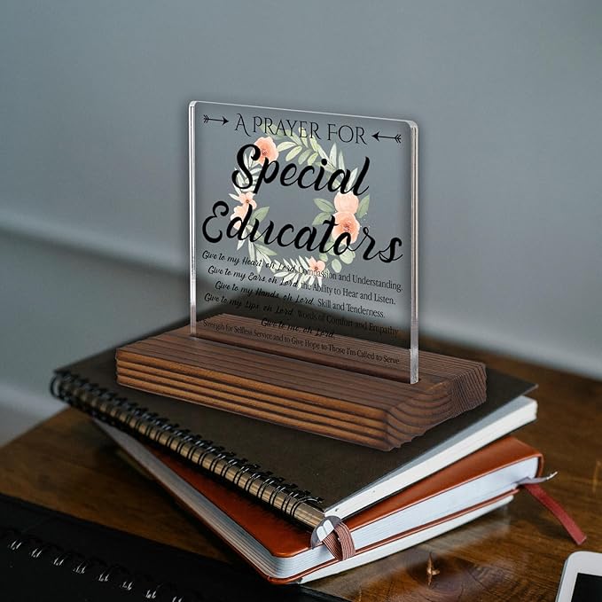 Special Educator Prayer Desk Sign, Christian Gift for Special Education Teachers Graduation Birthday Christmas, Faith-Based Floral Office Decor for SPED, Inspirational Thank You Gift Plaque PA120
