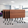 Goakwwuz Conference Room Table, Folding Conference Tables,Thicken Grey Tabletop,Flip Top Wooden Seminar Meeting Room Table for Conference Room Offices (4, Walnut, 61.0“)